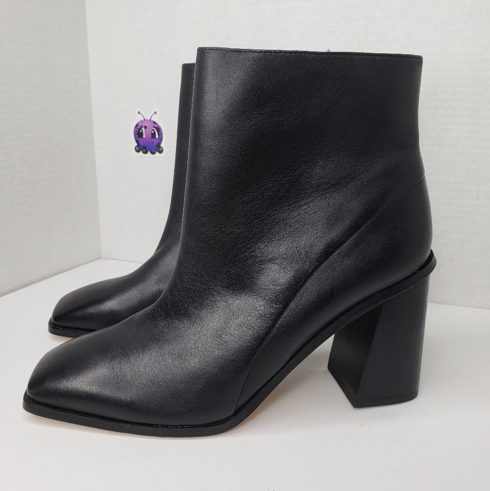 Franco Sarto Vallah Black Leather Square Toe Booties